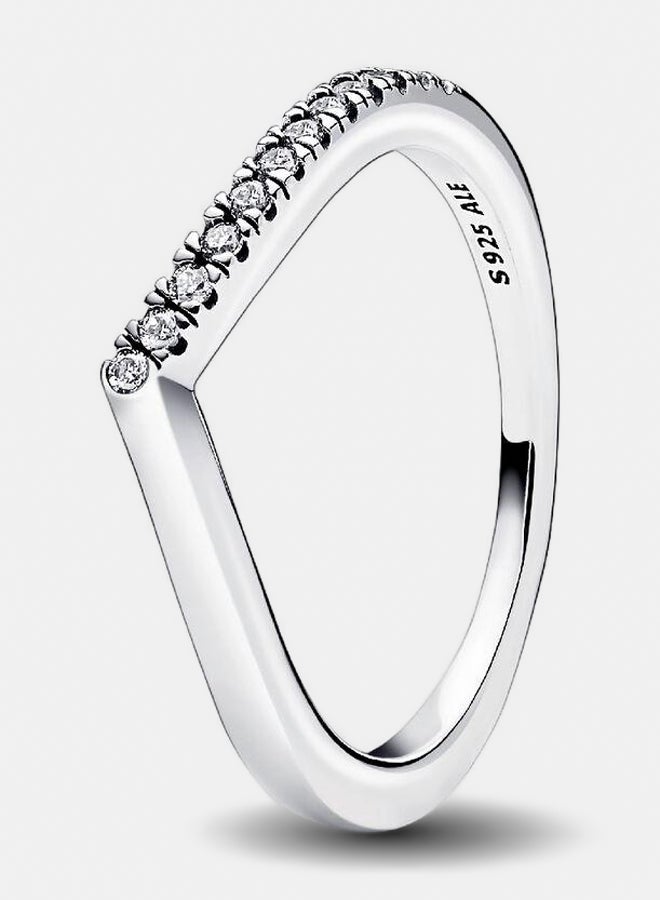 PANDORA Wishbone Sterling Silver Ring with Clear Cubic Zirconia 