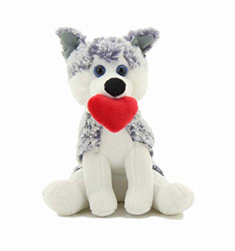 Plushland Cute Pawpals Puppy Dog Plush Stuffed Animal Girlfriend Toy Comes with Red Heart for Girls on Valentines Day 8 inches Husky - Image 1