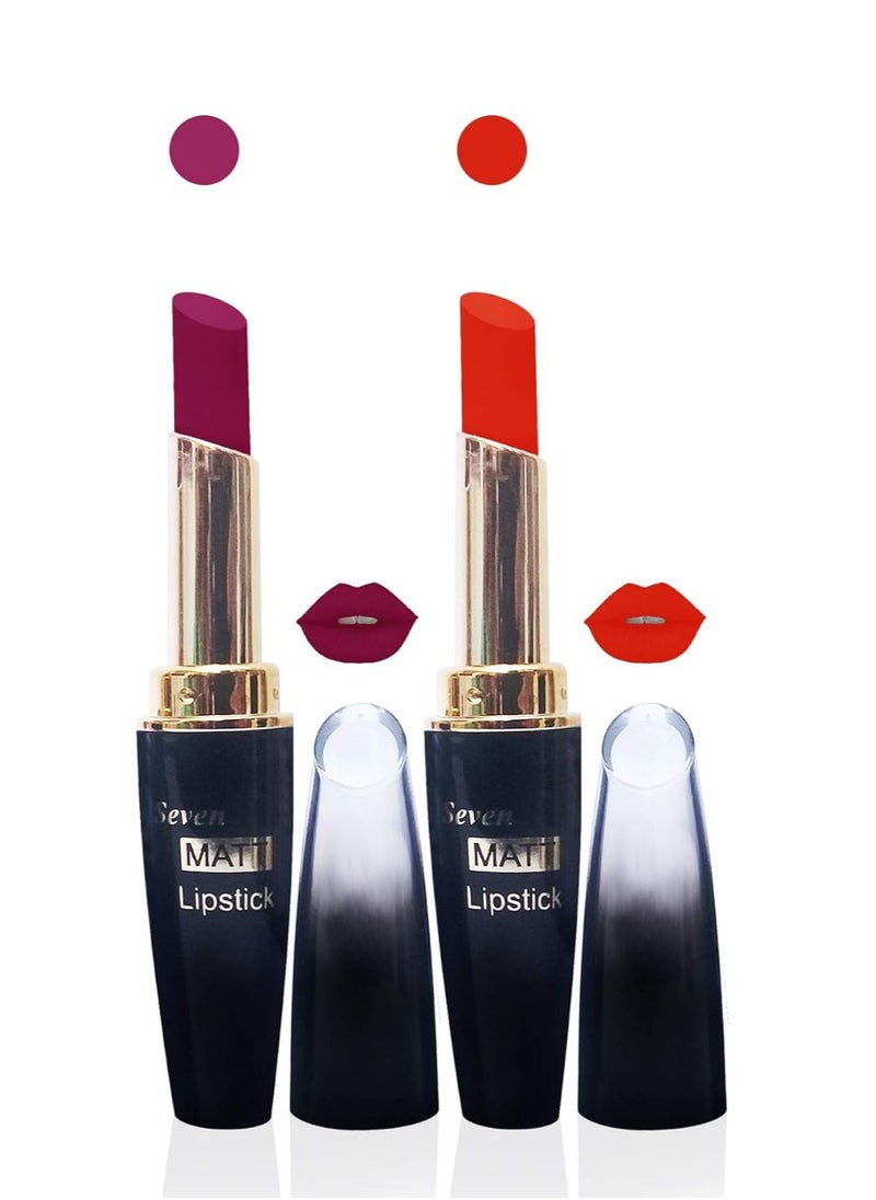 Seven Seas Seven Seas Cosmetics Makeup 4g Matte Lipstick Non Transfer  proff Combo Set of 2 Color pink orange  - Image 1