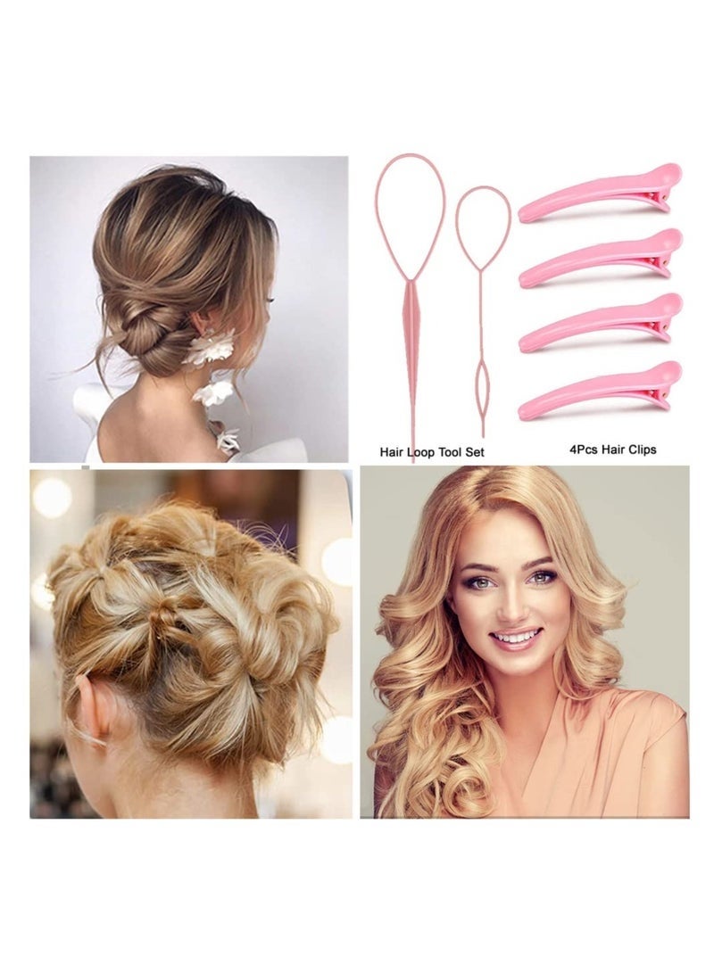 Layali 10 Pieces Hair Styling Comb Set, Teasing Hair Brush, Edge Brush Hair Tail Tools, Braid Tool Loop with Hair Clips, For Women Girls Kids Hair Stylists Braiding Backcombing (Pink) - Image 5
