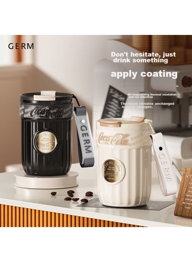 Germ Coca-cola Dual-use Insulated Cup With Straw, Water Bottle, Coffee Mug, Large Capacity Student Cup, 400ml, Snow White - Image 3