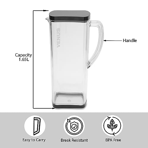 Jaypee Plus Venus Unbreakable Water Jug 1.65 Litre Easy Pour Spout & Strong Handle |Wide Mouth BPA Free Food Grade Transparent Multipurpose Jug for Milk, Juice, Beverage, Lassi, Cocktail, Black - Image 5