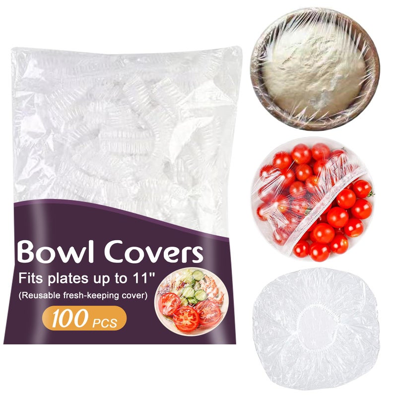 Lagincig 100Pcs Bowl Covers Bread Proofing - Large Plastic Wrap for Food Sourdough Bread Baking Bread Rising Elastic Reusable Plate Covers Outdoor Indoor Picnic Food Fresh Keeping Bags - Image 1