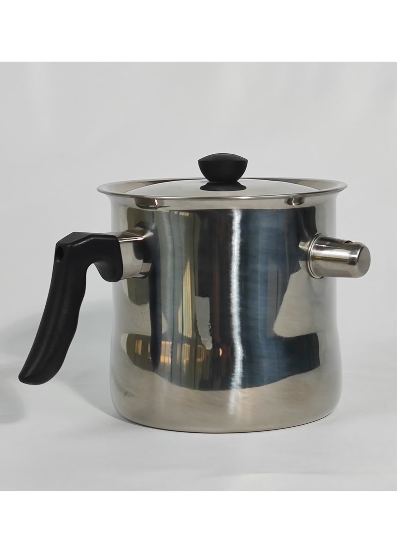HTH Household Multipurpose Use Cookware Milk Pot with Lid Double Wall Stainless Steel Pudding Pot with Bakelite Handle and Alarming Whistle 1L/2L  - Image 2