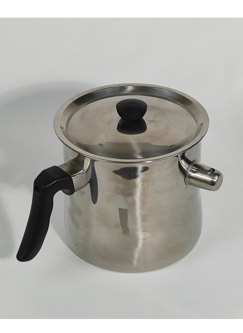 HTH Household Multipurpose Use Cookware Milk Pot with Lid Double Wall Stainless Steel Pudding Pot with Bakelite Handle and Alarming Whistle 1L/2L  - Image 3