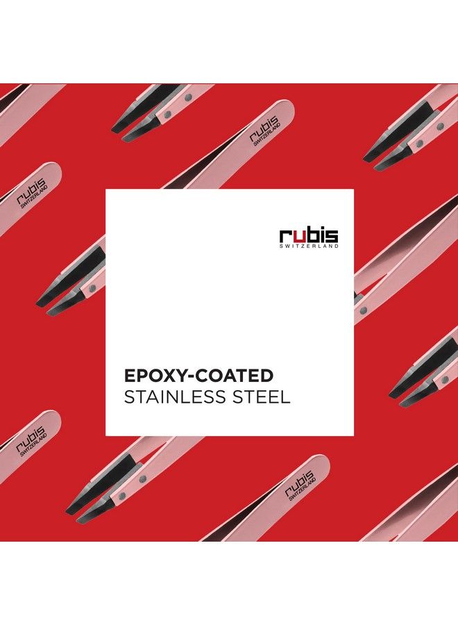 Rubis Classic Techno Stainless Steel Tweezers For Precise Eyebrows And Hair Removal Slanted Polymer Tips Made In Switzerland Pink - Image 4