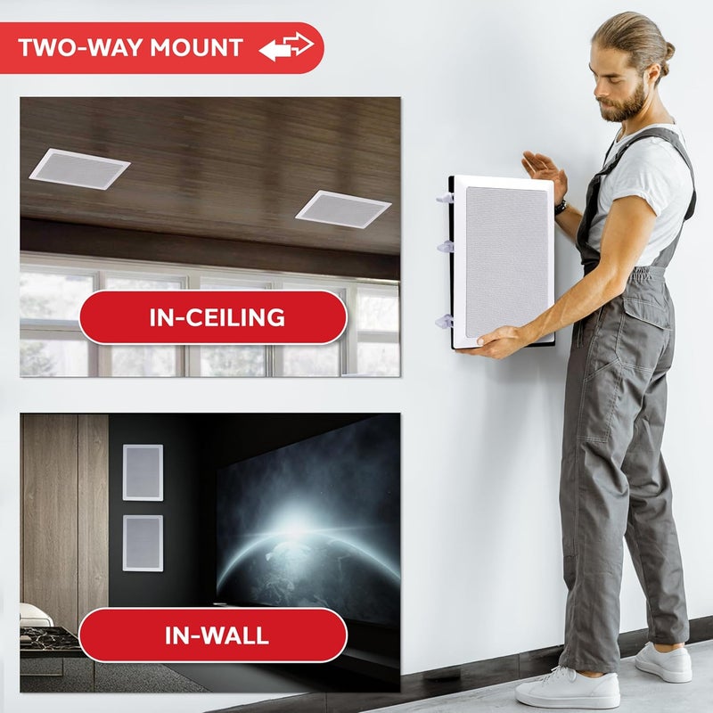 Pyle Two Way Stereo Sound Speaker - Dual Professional Audio Speakers System - In Wall/In Ceiling White Mount Flush, 6.5" Midbass, 1/2 Inch Polymer Tweeter - Indoor Home Theater - Pyle PDIW65 (Pair) - Image 5