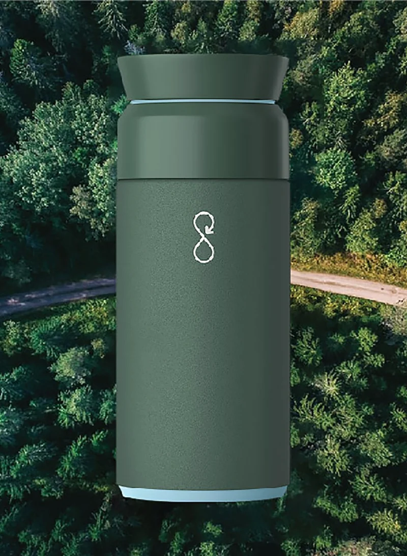 Ocean Bottle Brew Flask With 360º Leak Proof Lid Eco-Friendly Bottle 350ml - Forest Green