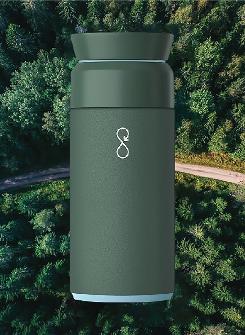Ocean Bottle Brew Flask With 360º Leak Proof Lid Eco-Friendly Bottle 350ml - Forest Green - Image 2