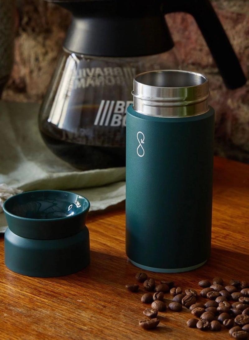 Ocean Bottle Brew Flask With 360º Leak Proof Lid Eco-Friendly Bottle 350ml - Forest Green - Image 3
