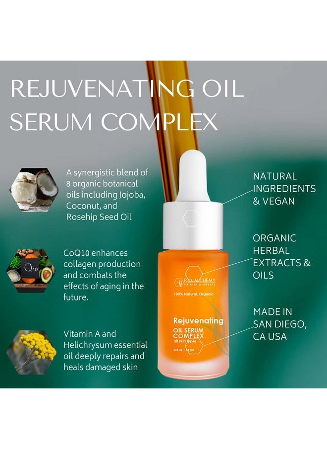 rd alchemy natural products - Rd Alchemy 100% Natural & Organic Rejuvenating Oil Serum For Glowing Skin Argan Jojoba Rosehip Retinol & Coq10 Diminishes Acne Fine Lines Wrinkles Sun Spots Age Spots And Dryness. - Image 1
