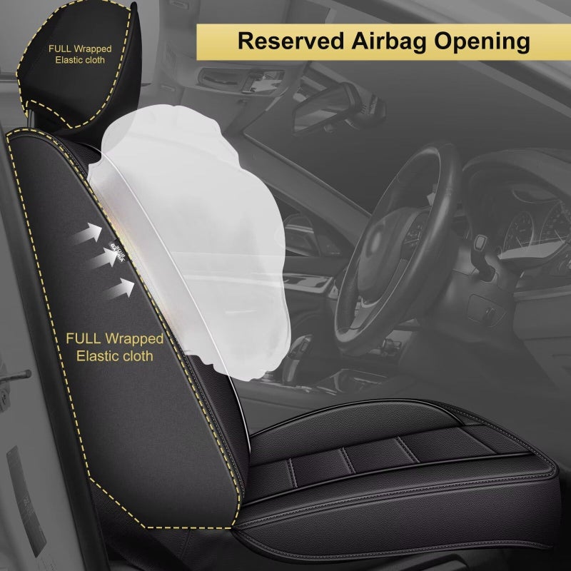 IKABEVEM Car Seat Covers Fit for Subaru Outback 2010-2025 2026: Luxury Leather Automotive Front Seat Covers, Car Seat Protector(2PCS Front, Black) - Image 3