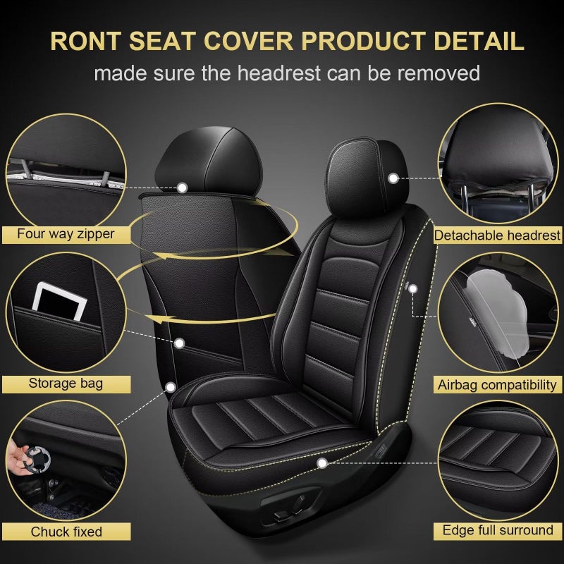 IKABEVEM Car Seat Covers Fit for Subaru Outback 2010-2025 2026: Luxury Leather Automotive Front Seat Covers, Car Seat Protector(2PCS Front, Black) - Image 2