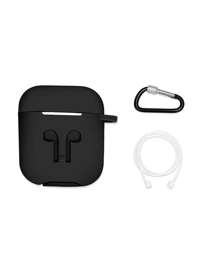 Protecting Case Cover For Apple AirPods With Carabiner Black