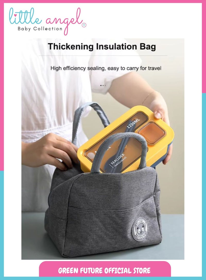 Little Angel Kids Bento Lunch Box 850ml – Leak-Proof, Insulated, Eco-Friendly, with Compartments and Utensils – Ideal for School & Travel - Image 5