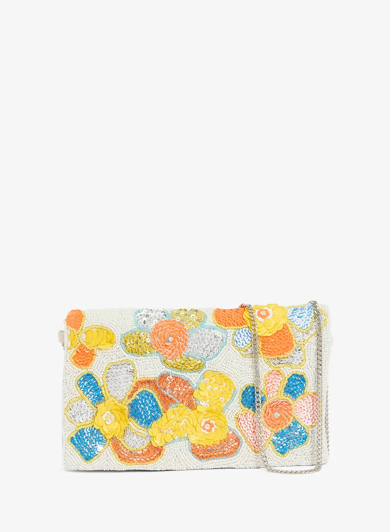Ginger Boutique Embroidered Beaded Floral Crossbody