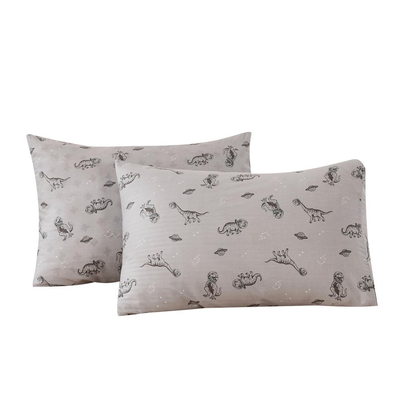 ECOCOTT ECOCOTT 2 Pack Pillowcase Standard Size  Dinosaurs Space Pattern Pillow Cases Set  100% Cotton Pillow Covers with Envelope Closure (Standard  20""x26"")  - Image 1