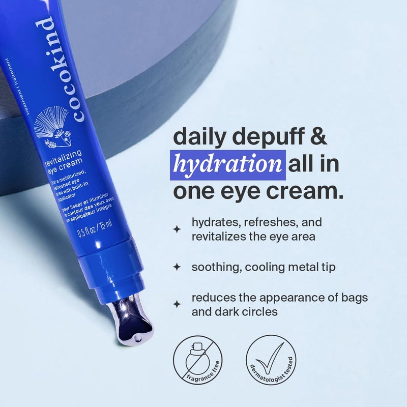 Cocokind Revitalizing Eye Cream by Cocokind, Depuff & Reduce Fine Lines and Wrinkles, Cream for Firmer and Brighter Looking Eye Area, Hydrating with a Cool Metal Applicator Tip, 0.5 Fl Oz - Image 2