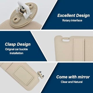 Pair Beige Sun Visor W/ Mirror For Toyota Camry 07-11 W/o Sunroof