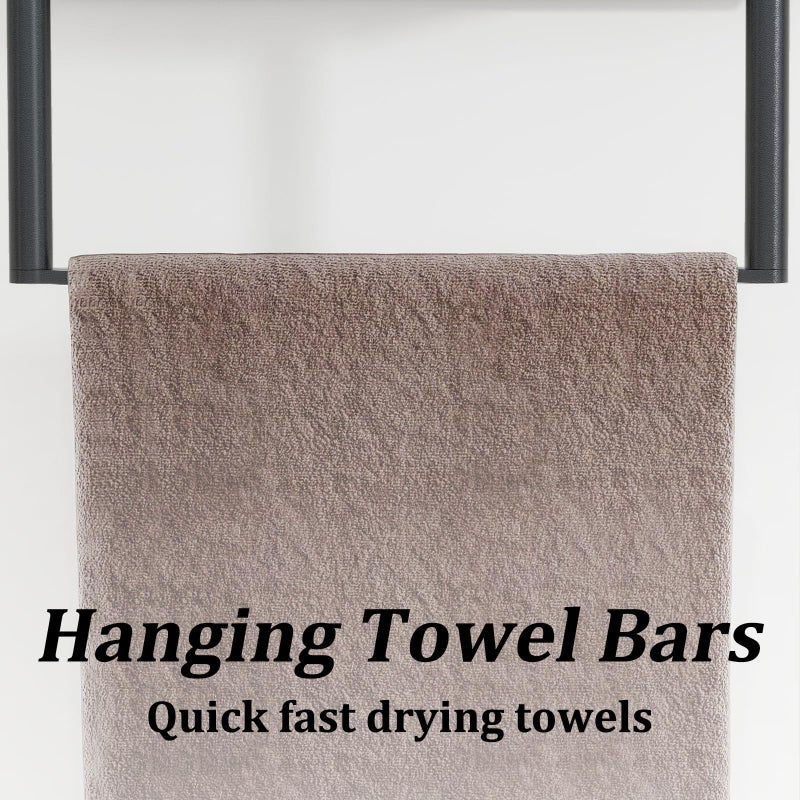 Bethom Towel Storage for Bathroom, 3 Tier Towel Rack with Shelf and Towel Bar, Wall Mounted Towel Racks for Bathroom Towel Storage and Organizer - Matte Black - Image 3