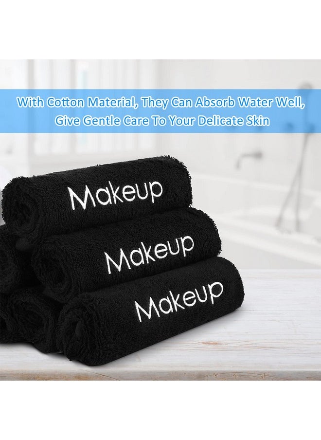 Panelee - 13 X 13 Inch Makeup Washcloths Reusable Makeup Remover Cloths Facial Cleansing Makeup Towels Cotton Soft Cosmetic Towel Water Absorbent Make Up Cloth Face Towels For Women Skin Care Black (12 Pcs) - Image 1