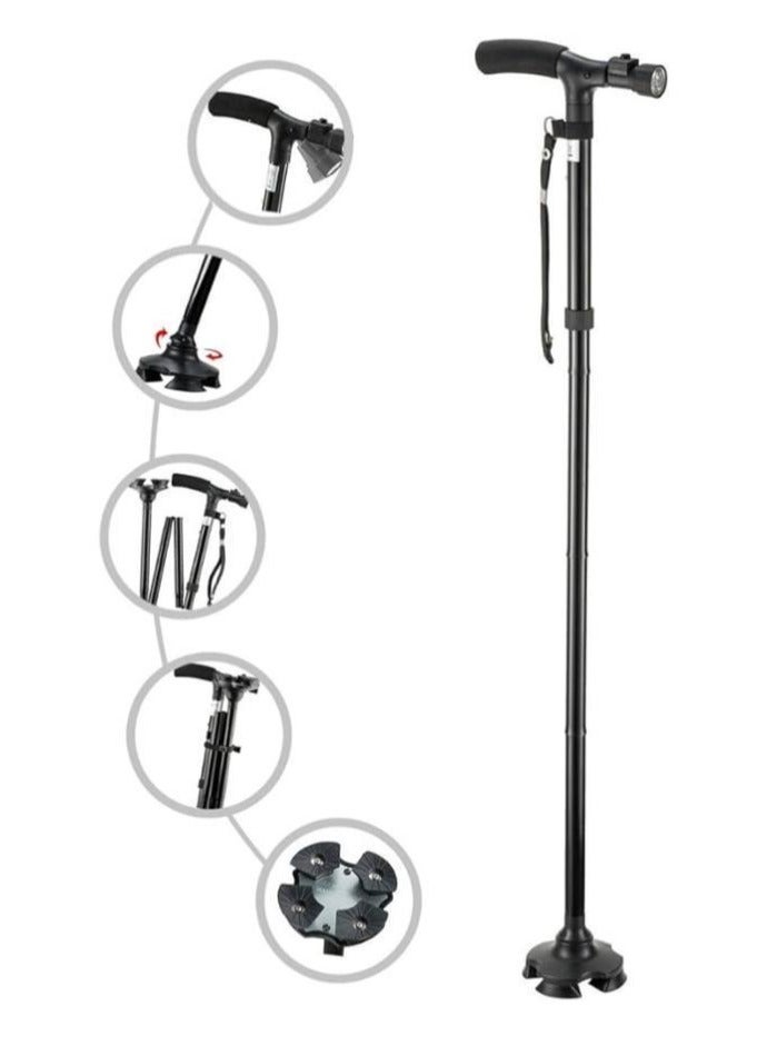 Folding Cane With Led Light, Adjustable,Stability and Support,Versatile Folding Cane for Seniors and Mobility Assistance,Ergonomic Folding Cane with Comfortable Grip health - Image 1