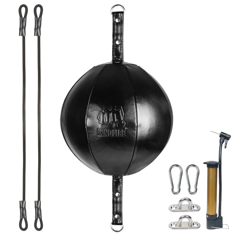 InnoLife Double End Punching Ball Striking Punching Bag Kit Speed Striking Reflex Kit with Bungee Cords Perfect for Reaction Agility and Hand Eye Coordination Training Black - Image 2