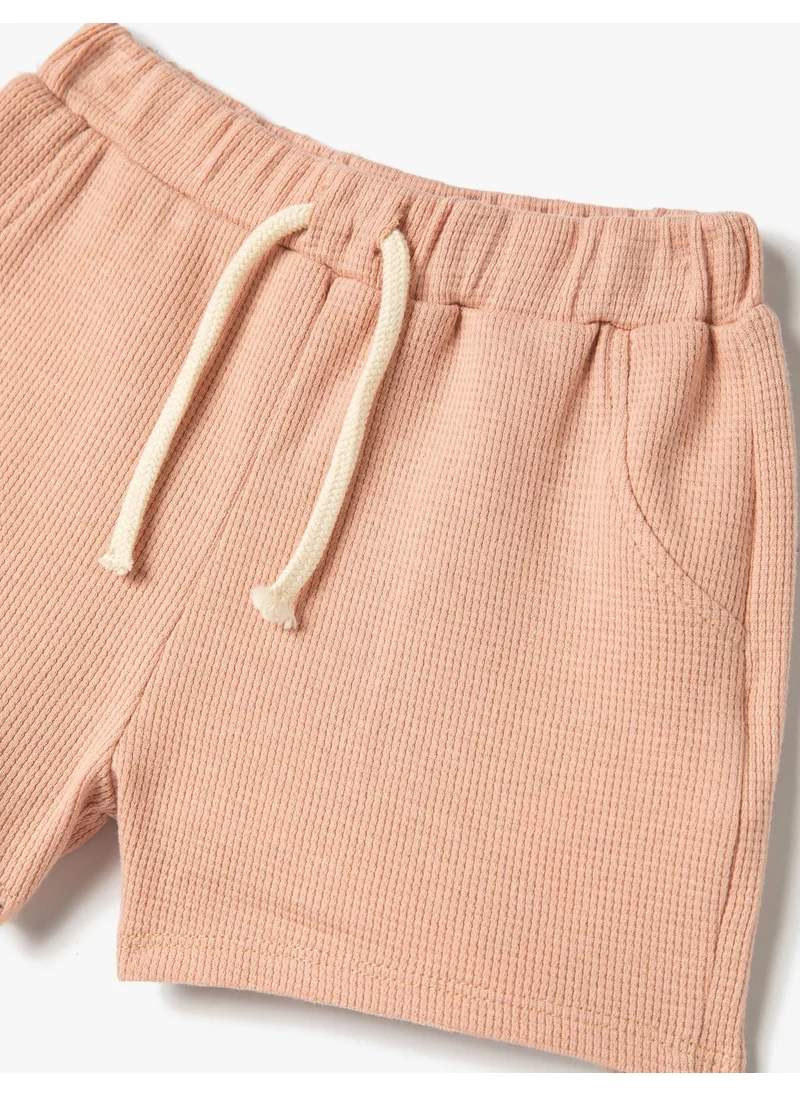 KOTON Basic Shorts Textured Cotton with Elastic Waist