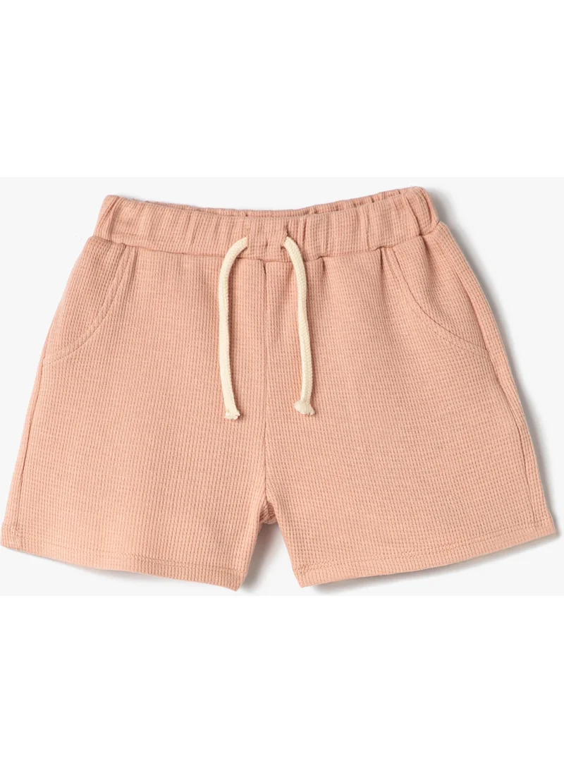 كوتون Basic Shorts Textured Cotton with Elastic Waist