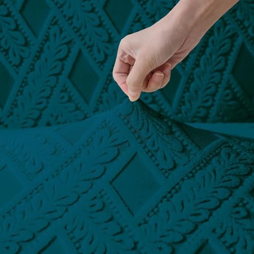 Styleys Elastic Chair Cover Stretch Removable Washable Short Jacquard Dining Chair Cover Protector Seat Slipcover (Pack of 4, Teal, JCMC41) - Image 3