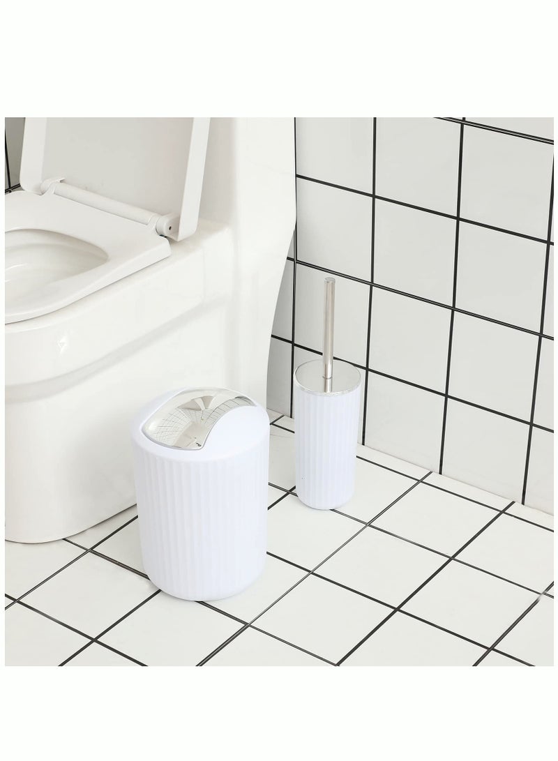 ميكسد إكسسوارات مجموعات الحمام، مجموعة سلة المهملات للحمام وفرشاة المرحاض، 8 قطع من إكسسوارات الحمام، مع صينية وصندوق مسحة، مجموعة إكسسوارات حمام بسيطة، إكسسوارات حمام منزلية للديكور - Image 5