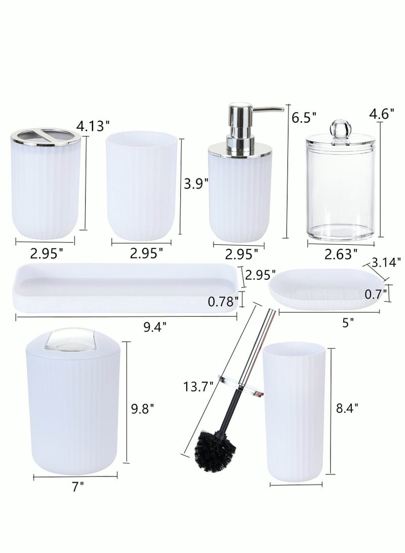 ميكسد إكسسوارات مجموعات الحمام، مجموعة سلة المهملات للحمام وفرشاة المرحاض، 8 قطع من إكسسوارات الحمام، مع صينية وصندوق مسحة، مجموعة إكسسوارات حمام بسيطة، إكسسوارات حمام منزلية للديكور - Image 2