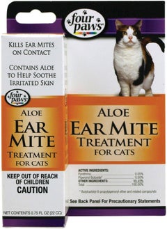 four paws Aloe Ear Mite Treatment For Cats, 0.75 Fluid Ounces, Kills On Contact 