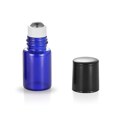 ZbFwmx 20 Pack Set 2ML(5/8 Dram) Micro Mini Glass Roll on Glass Bottles with Metal Roller Balls Refillable Slim Sample Vial Aromatherapy Essential Oil Roll On(2ML Blue) - Image 3