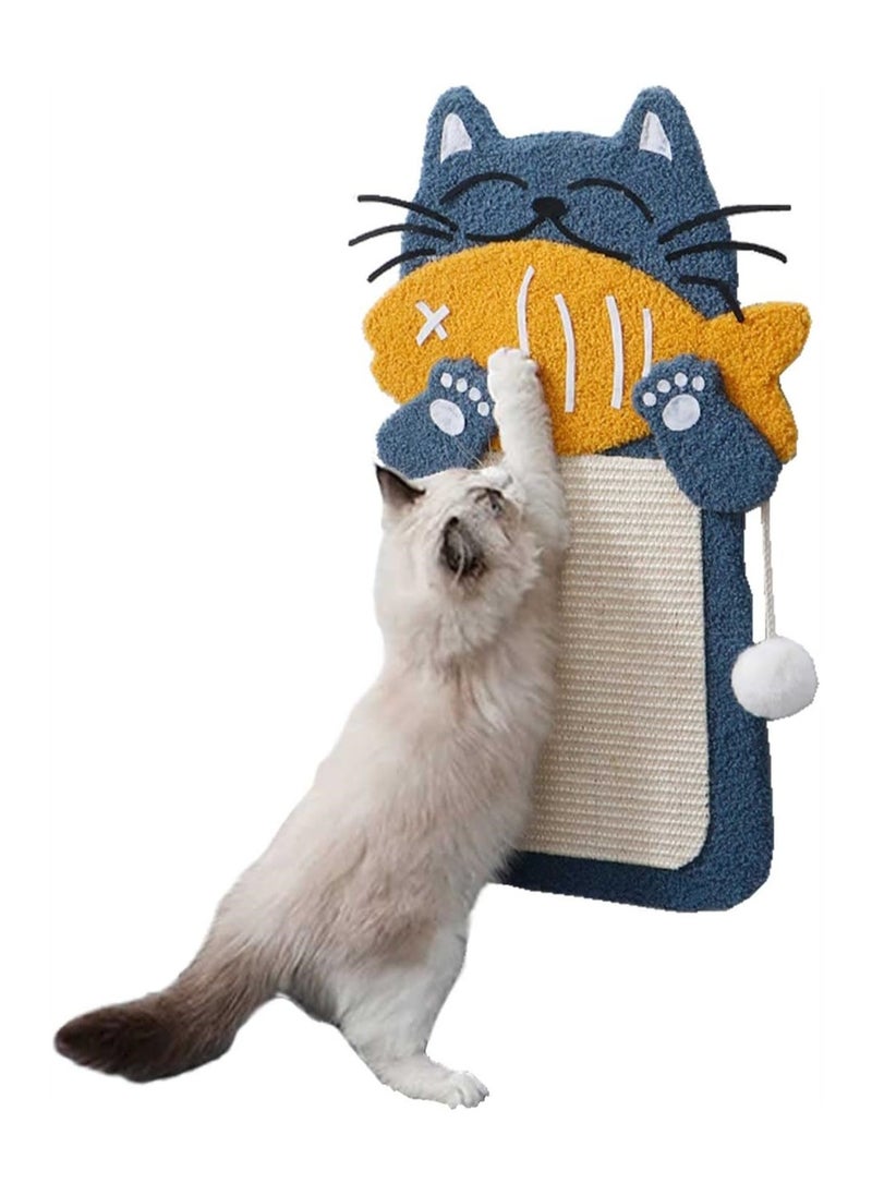 Excefore Scratch Posts with Hanging Ball 23 x 10inches Cat Scratching Board Wall Hanging Cat Eating Fish Shape Cat Scratch Pad for Indoor Cats or Kittens Playing Training Toys Pet Supplies  - Image 1