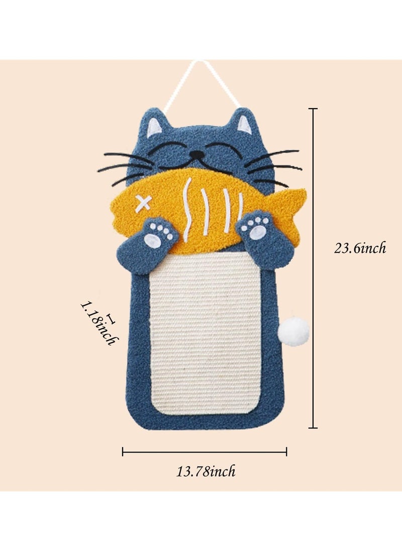 Excefore Scratch Posts with Hanging Ball 23 x 10inches Cat Scratching Board Wall Hanging Cat Eating Fish Shape Cat Scratch Pad for Indoor Cats or Kittens Playing Training Toys Pet Supplies  - Image 2