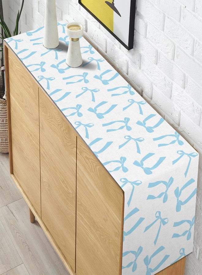 Pudodo Blue Bow Table Runner for Birthday Bridal Baby Shower Party Decorations Kitchen Dining Home Decor (Blue, 13" x 72") - Image 4