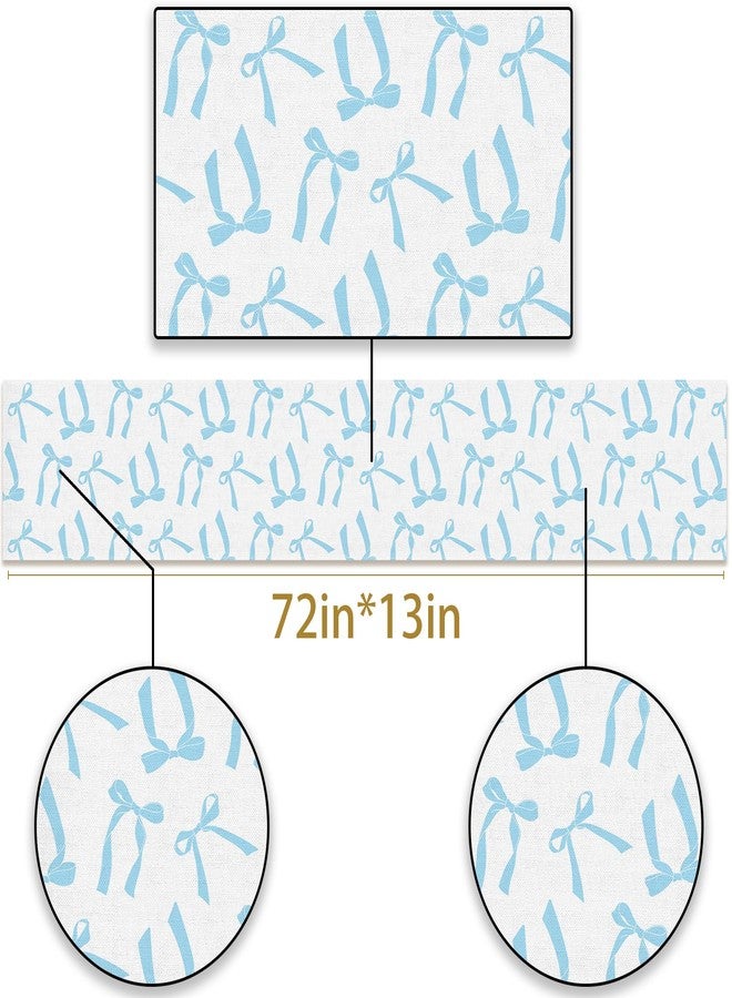 Pudodo Blue Bow Table Runner for Birthday Bridal Baby Shower Party Decorations Kitchen Dining Home Decor (Blue, 13" x 72") - Image 3