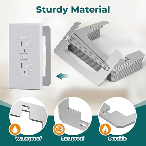 Wuno Shop 10 Pcs Wall Plate Spacers, Metal Outlet Spacers for Electrical Box, Flush Fit Leveling Plate,Outlet Shims Device Level Plates For Use With Electrical Boxes And Receptacles - Image 3