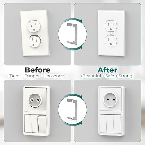 Wuno Shop 10 Pcs Wall Plate Spacers, Metal Outlet Spacers for Electrical Box, Flush Fit Leveling Plate,Outlet Shims Device Level Plates For Use With Electrical Boxes And Receptacles - Image 4
