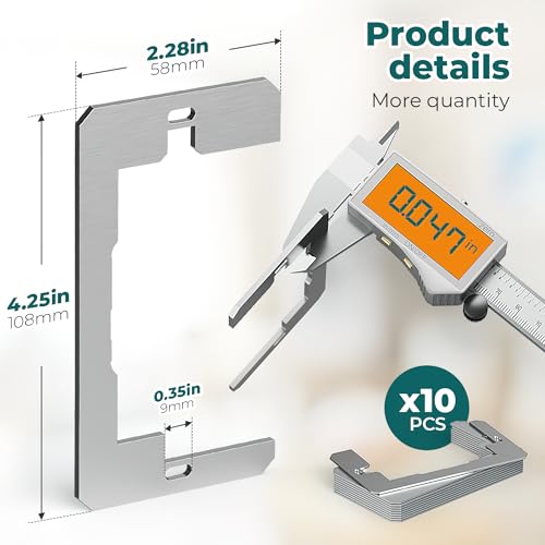 Wuno Shop 10 Pcs Wall Plate Spacers, Metal Outlet Spacers for Electrical Box, Flush Fit Leveling Plate,Outlet Shims Device Level Plates For Use With Electrical Boxes And Receptacles - Image 2
