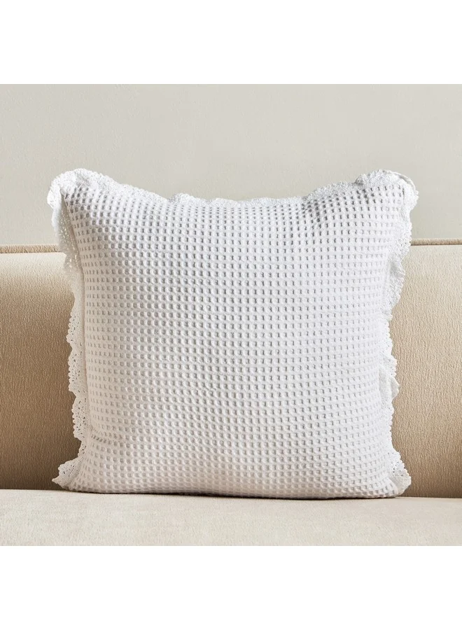 Home Box White Haven Velin Waffel Lace Filled Cushion 45 x 45 cm