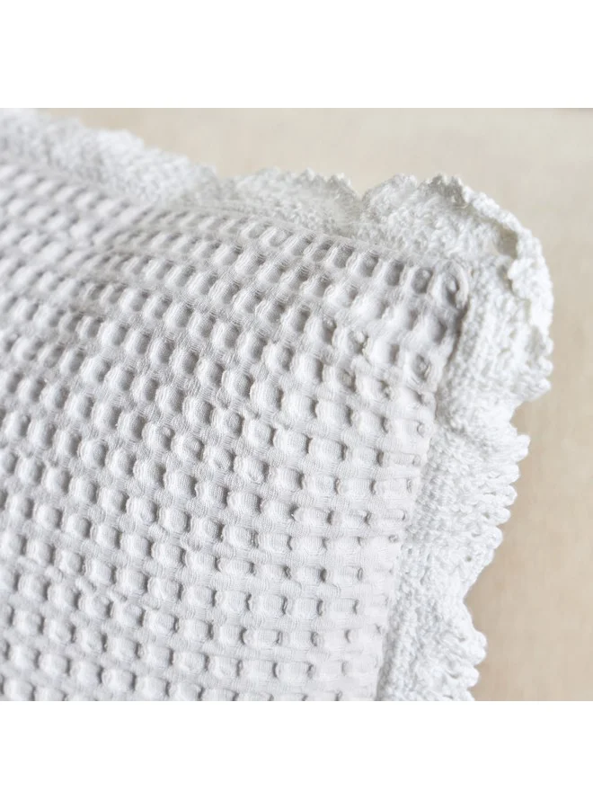 Home Box White Haven Velin Waffel Lace Filled Cushion 45 x 45 cm