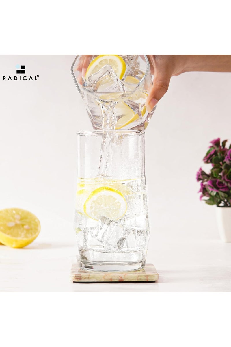 RADICALn Set of 6 Green Onyx Square Marble Drink Coasters with Holder | Handmade Table & Home Décor - Image 2