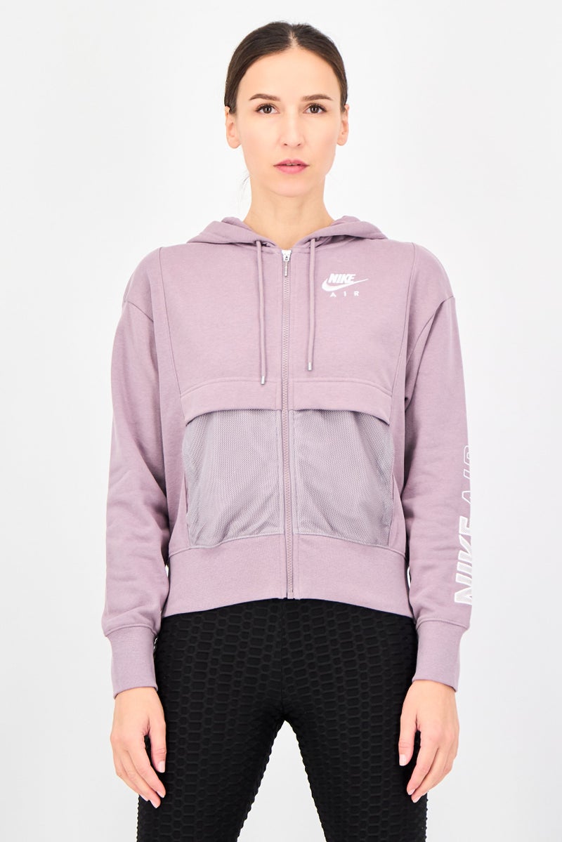 Nike هودي خارجي طويل الأكمام للنساء بحجم كبير، موف - Image 1