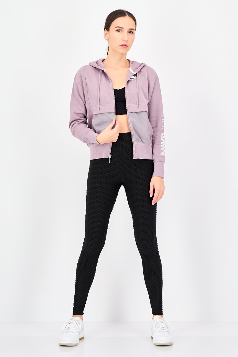 Nike هودي خارجي طويل الأكمام للنساء بحجم كبير، موف - Image 4