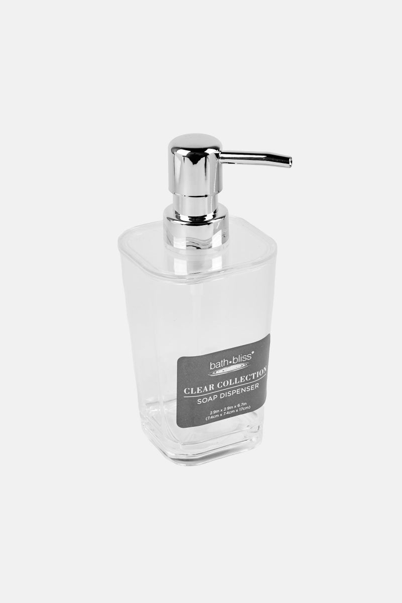 Bath Bliss Maria Clear Soap Dispenser With Chrome Pump, Transparent - Image 2