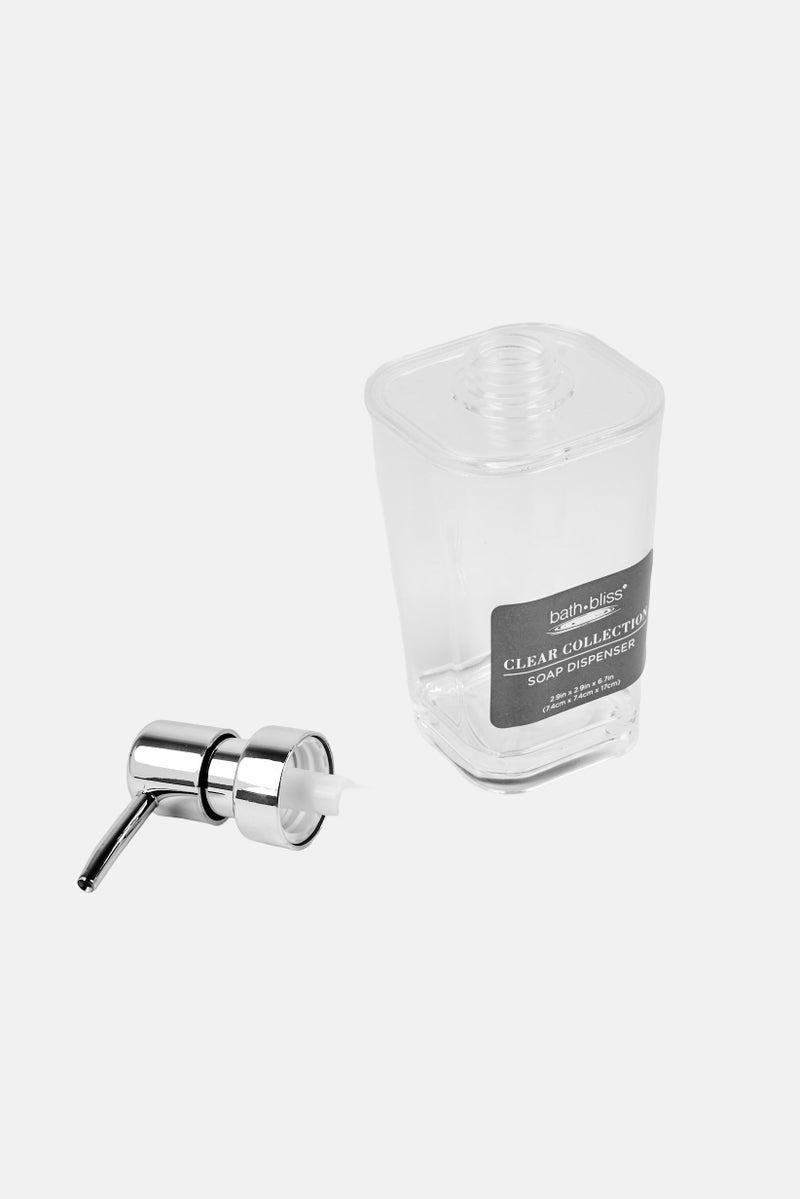 Bath Bliss Maria Clear Soap Dispenser With Chrome Pump, Transparent - Image 3