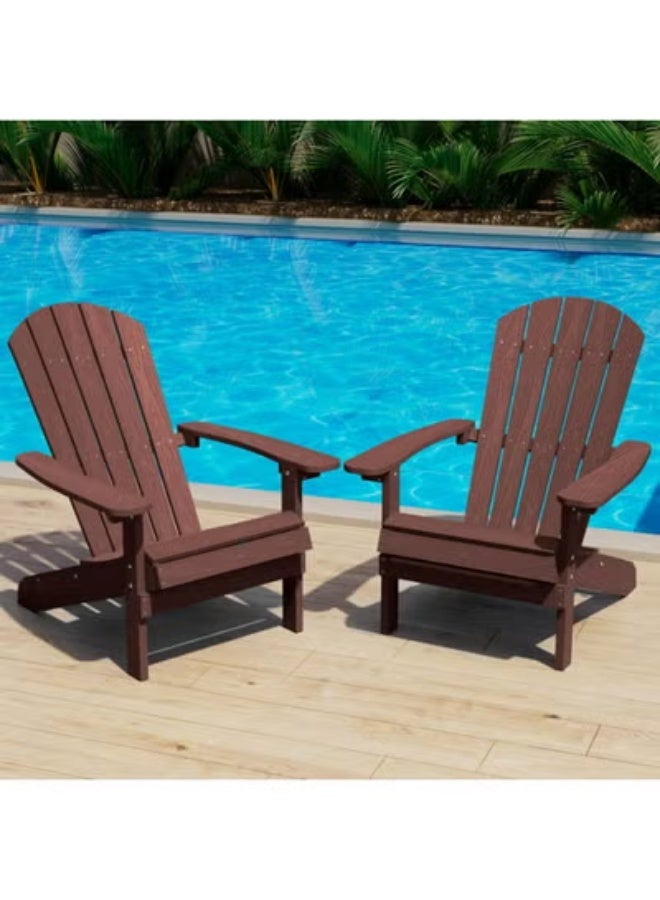 Outdoor Adirondack Patio Chair Weather Resistant Garden and Lawn Seating with Wood Style Design Comfortable Chair for Deck Porch and Fire Pit Areas - Image 1