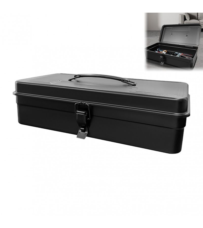 Black Stainless Steel Large Capacity Tool Box Portable Heavy Duty Organizer - Image 5